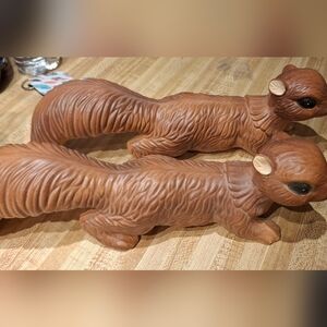 Vintage Ceramic Brown Squirrel Figurines